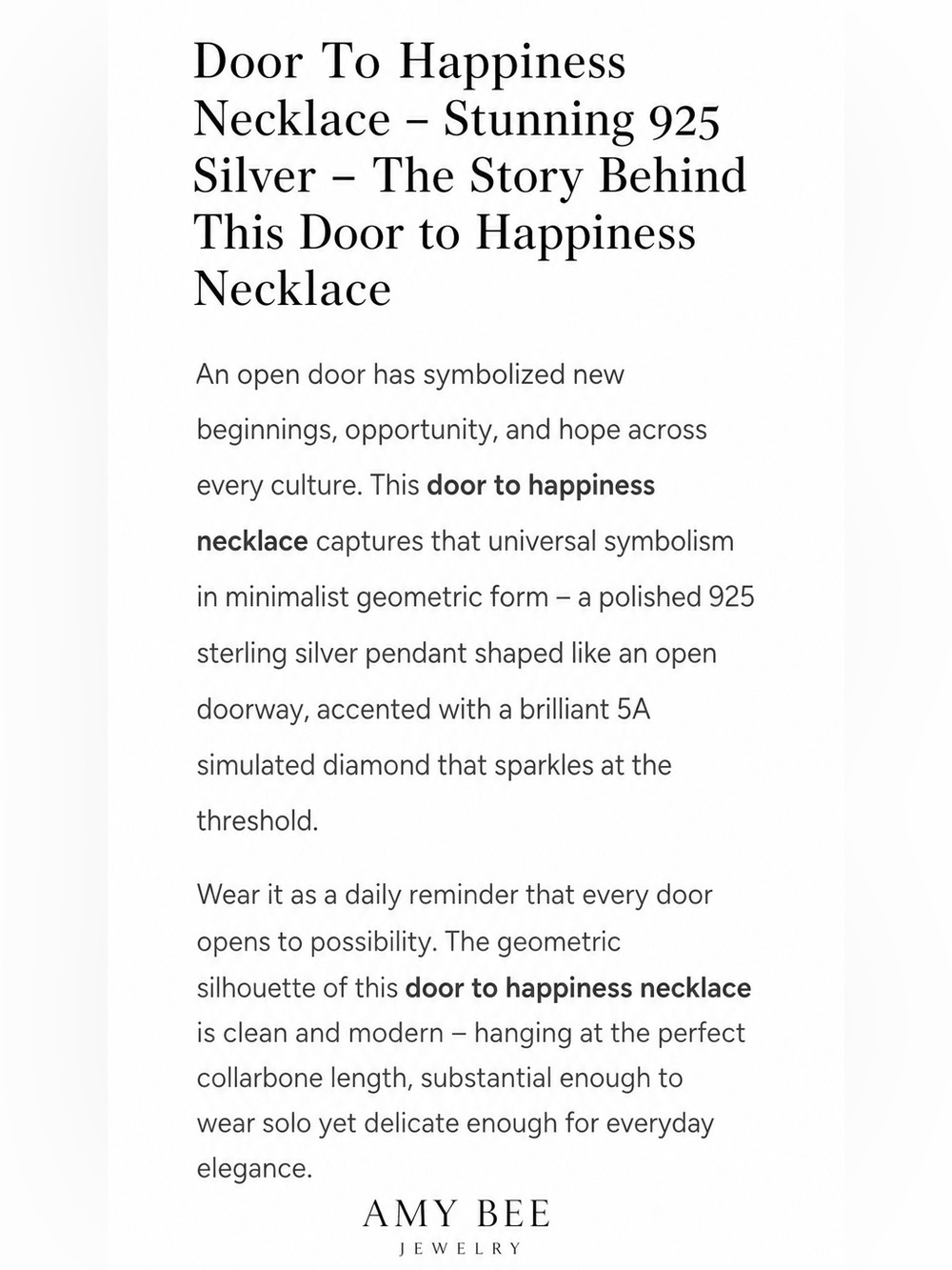 Door to Happiness Platinum CZ Pendant Necklace. New. - Picture 7 of 10